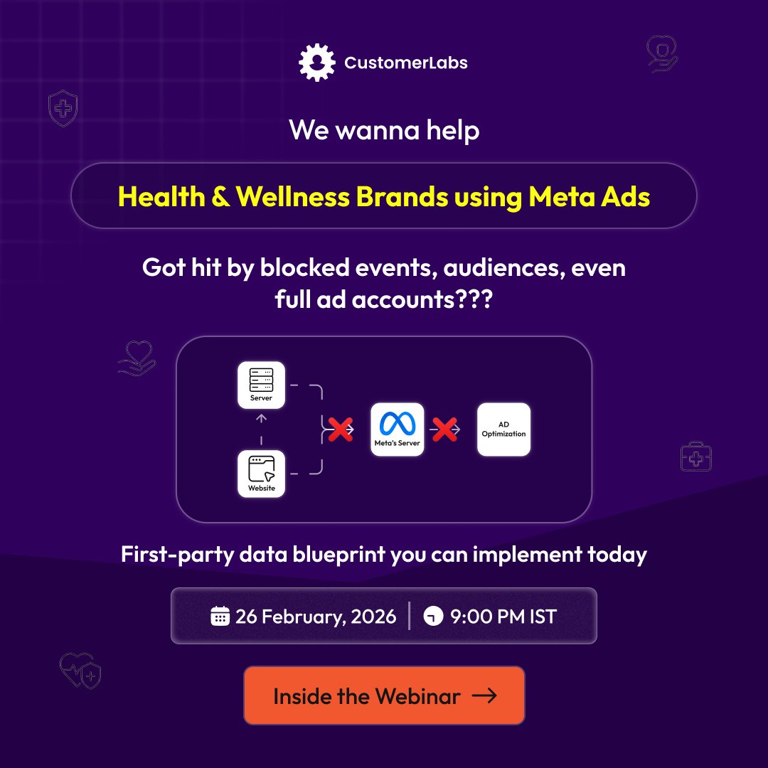 Meta isn’t broken, it’s just private.

Health &amp; Wellness brands: Blocked events &amp; shutdowns are the "old" normal. Scale your ROAS using our 1PD blueprint.

📅 Feb 26 | 9PM IST 🔗 
1pdgrowth.customerlabs.com/webinar-health…

#HealthAndWellness #MetaAds #Webinar #1PDOps #CustomerLabs