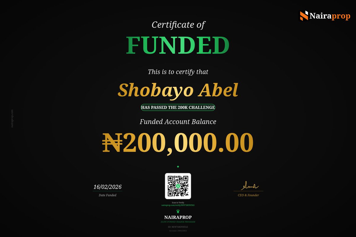 Celebrating a massive milestone with @NairaProp! Hard work pays off. 🚀 #NairaProp #TradingLegacy #Success