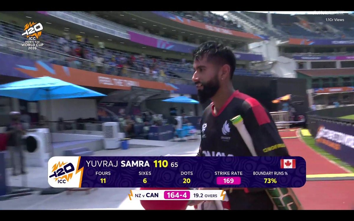 When some associate teams struggle to cross 100 in this T20 World Cup, bro has scored 100 against a team like New Zealand 🔥

Take a bow, Yuvraj Samra. 🙇‍♂️🙌