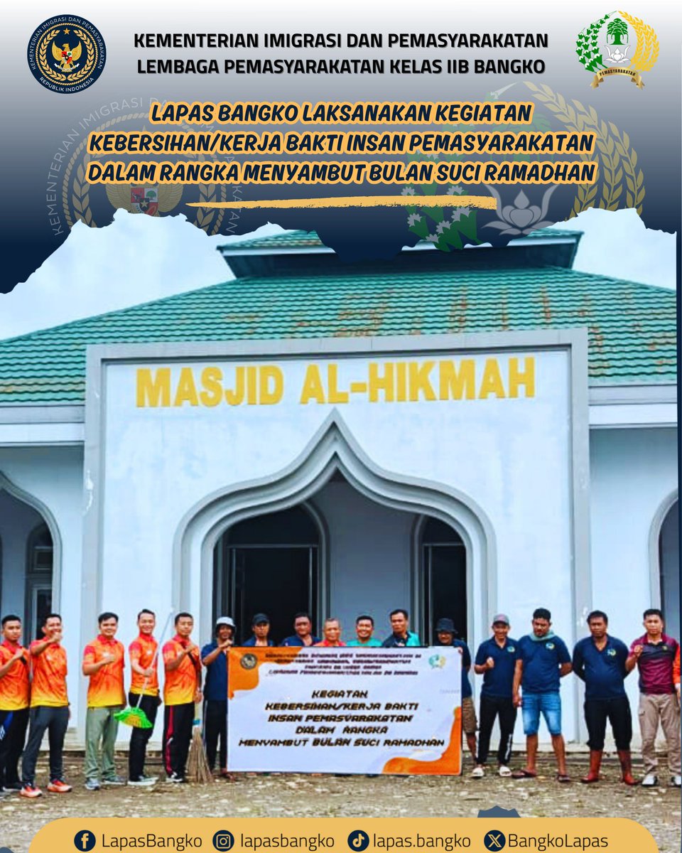 lapasbangko_'s tweet photo. Lapas Bangko Laksanakan Kegiatan Kerja Bakti dalam Rangka Menyambut Bulan Suci Ramadan https://t.co/EJjc2lKjJN