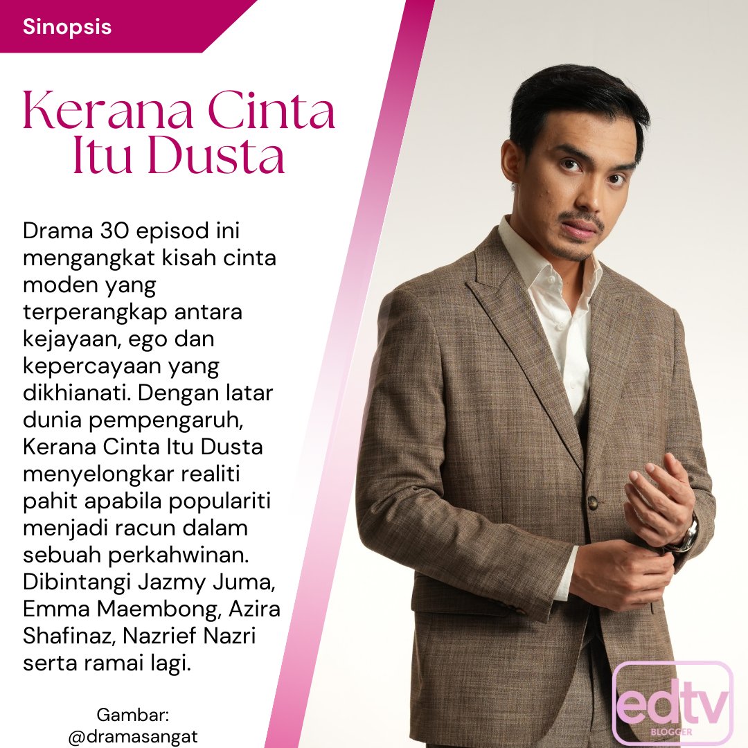 Sinopsis ringkas drama #keranacintaitudusta bermula pada 25/2/26 setiap Isnin hingga Jumaat pukul 10.00 malam di slot Samarinda Ramadan TV3 <a href="/dramasangat/">Drama Sangat</a>  <a href="/jazmyjuma/">Jazmyjuma</a> sinopsis penuh di blog EDtv.