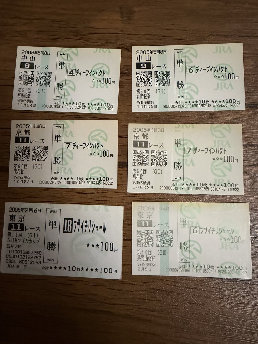 家で探し物をしていたら、有馬記念と菊花賞のディープインパクトの記念