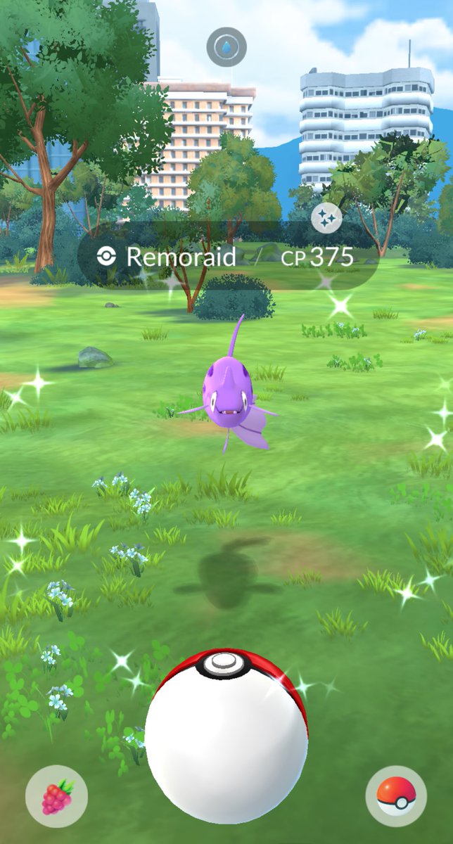 It’s a purple Remoraid 👀💜💜💜 #PokemonGO #ShinyPokemon