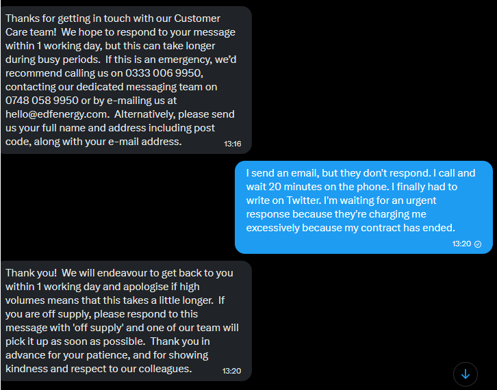 fillingonbrain's tweet photo. @edfenergy We were asked to DM. We have been messaging since 30 Oct with no resolution.

Our business is still unable to trade.

This is an open complaint (686764).

Please escalate urgently. https://t.co/v5xFjTkF9z
