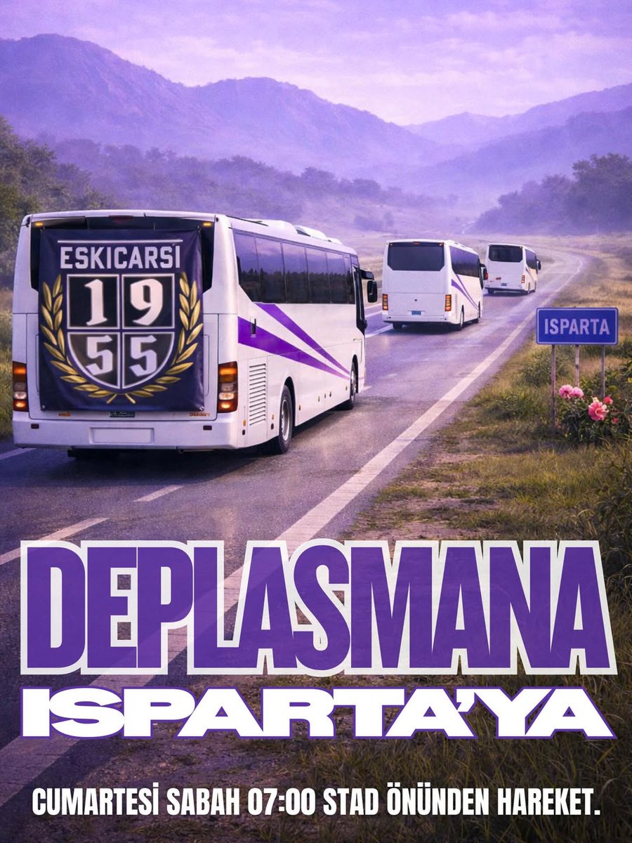 📢 Play off için kritik ısparta deplasmanında takımımızı yalnız bırakmıyoruz!

🟣 21 Şubat Cumartesi sabah 07.00 stad önü hareket.
⚪ Organizasyon ücretsiz.

#Gebzespor