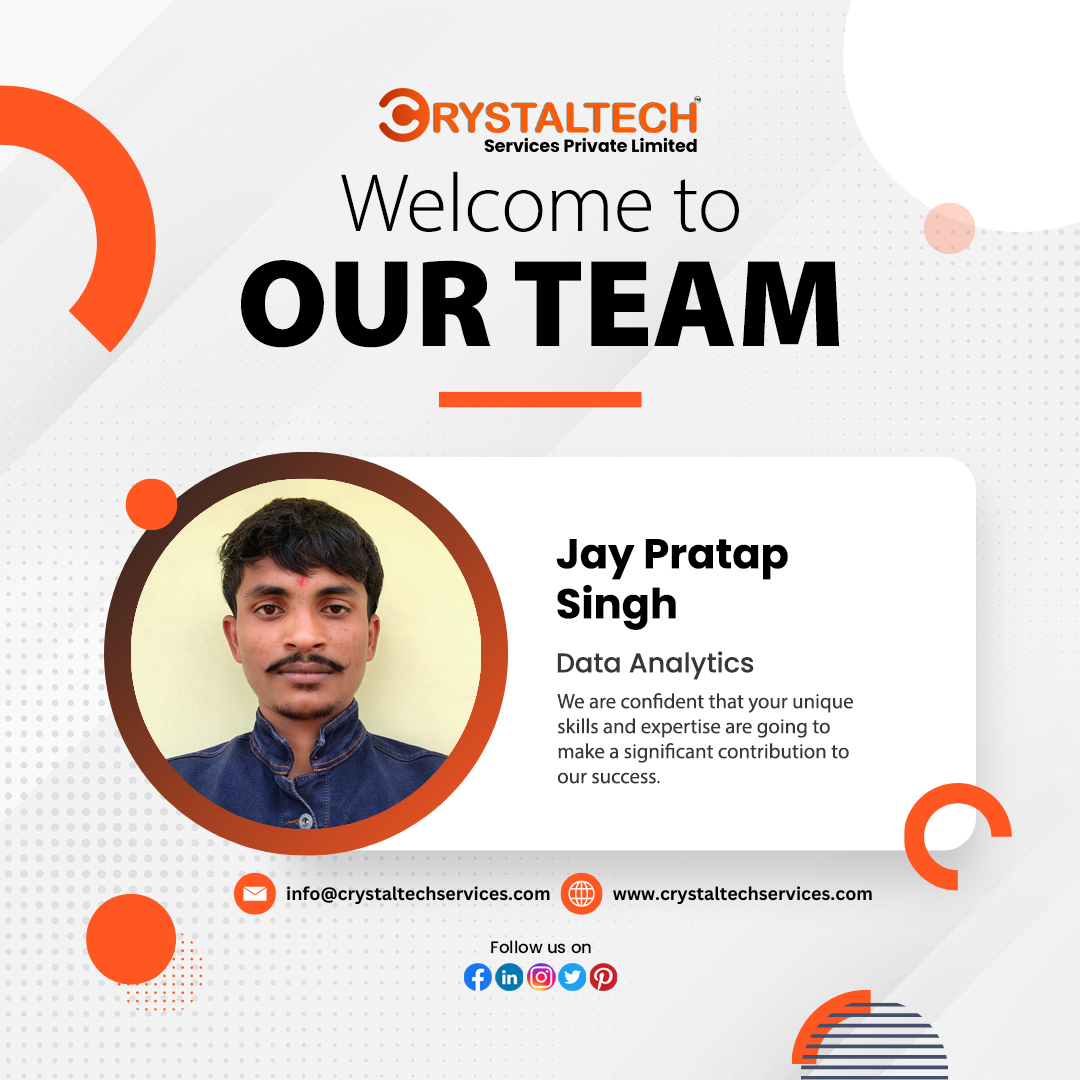crystaltech_ltd's tweet photo. 🎉 Welcome to Our Team Crystaltech Services Private Limited! 🚀

We’re thrilled to have Jay Pratap Singh join the Crystaltech family! 💻✨#FullStackDevelopment #FrontendDevelopment #BackendDevelopment #CodingSkills #SoftwareDevelopment #JavaCourses #PythonCourses https://t.co/q7OsQUy6MD