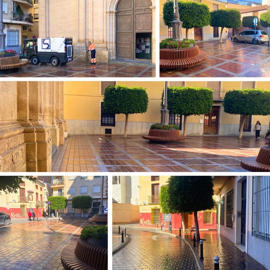 SercomosaN's tweet photo. ¡La Plaza Iglesia luce espectacular y reluciente! 😍✨
#LimpiezaViaria #Baldeo #Fregadora #MolinadeSegura https://t.co/0rbrA7UxTs