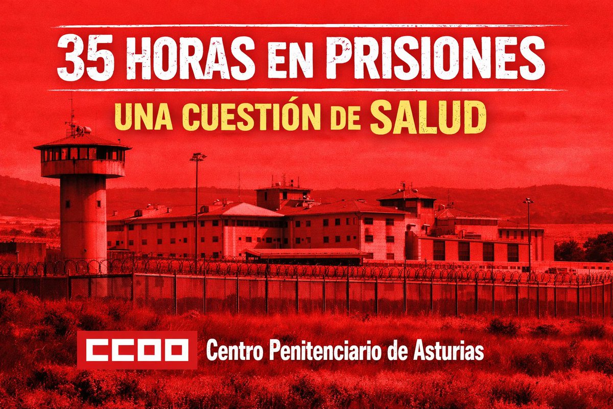 35 horas en prisiones una cuestión de salud 

👉 Porque lo que se firma se cumple 
👉 Porque menos horas rebajan incidencia de los daños de los riesgos laborales 
👉 Porque menos exposición menos agresiones 

<a href="/CCOO_Prisiones/">CCOO_Prisiones</a> exige las 35 horas en #sosprisiones

<a href="/sae_fsc_ccoo/">SAE FSC-CCOO</a>