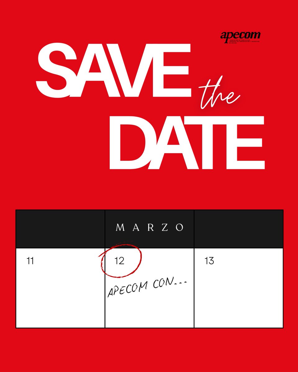 👀 Vuelve APECOM con…
El 12 de marzo celebramos un nuevo encuentro con un caso de éxito que pronto desvelaremos.
📆Guarda la fecha.
#APECOMcon #Comunicación