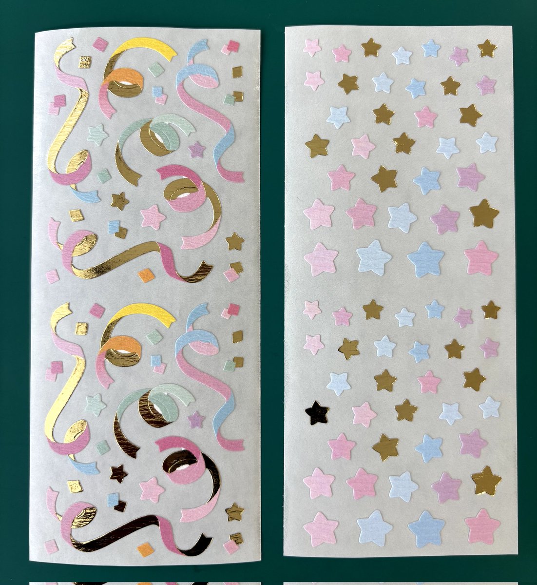 stickerfun_okym's tweet image. 🌟新商品・人気🌟

韓国のデザイナー SUN SAMさん 作✨
金箔入りコンフェッティ＆星シール。
パステル×ゴールドの組み合わせが可愛すぎる…！発売直後から人気です🌈
手帳デコにおすすめ🎁

購入はコチラから▶stickerfun.jp/shoppingsight/…

#奥山商会 #stickerfun #新作シール #シール