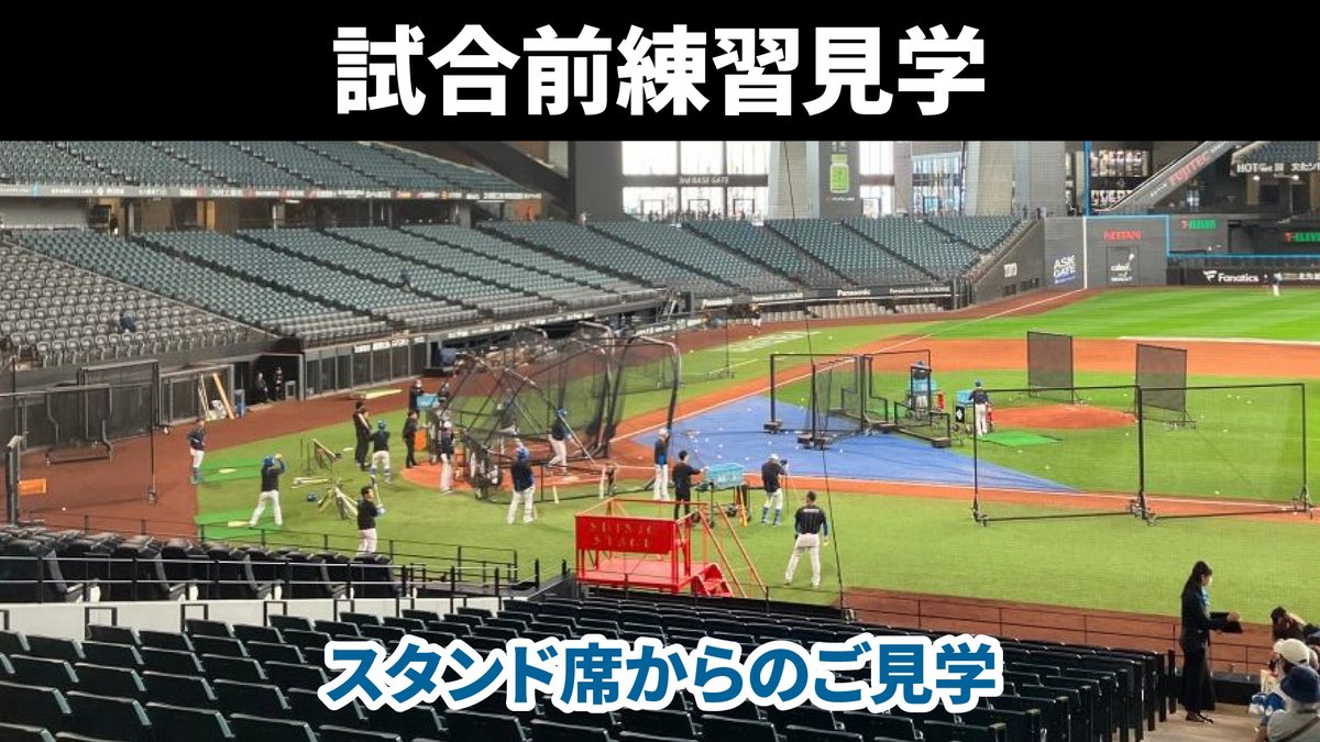 ?️チケットオプション?️ ⚾練習見学 ①1F FIELD LEVELのスタンド席 