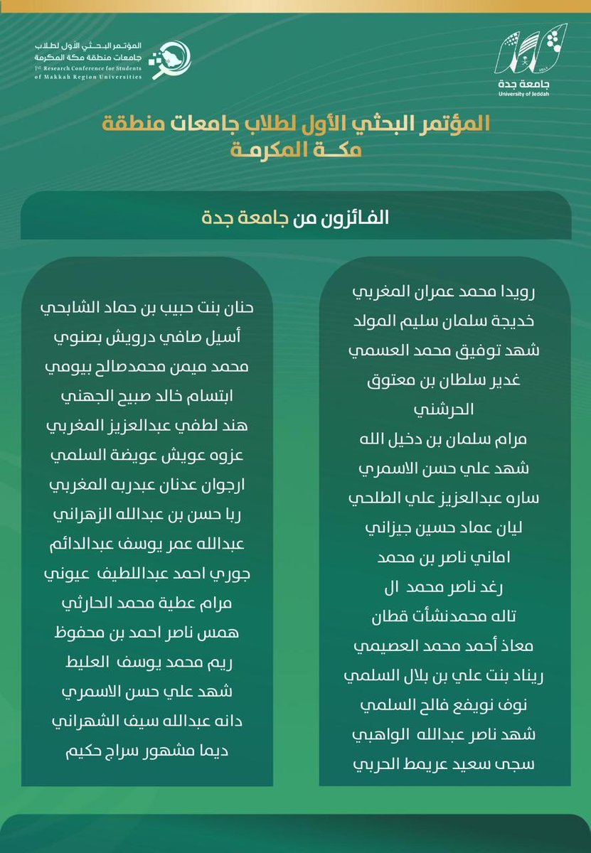 المؤتمر البحثي الأول لطلاب جامعات منطقة مكة tweet media