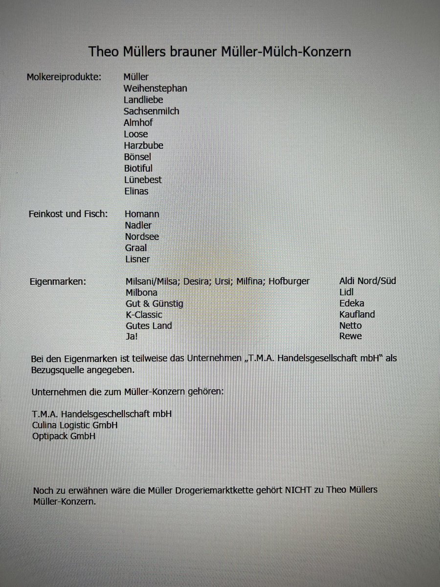 Scuab5's tweet photo. @ASN86546890 Wer den Konzern meiden oder unterstützen (als rechtliche Absicherung biete ich hier beides an) möchte eine Liste der Marken/Unternehmen die dazugehören. Auf die Schnelle nur abfotografiert. Aber sollte lesbar sein. https://t.co/45y87zUibo