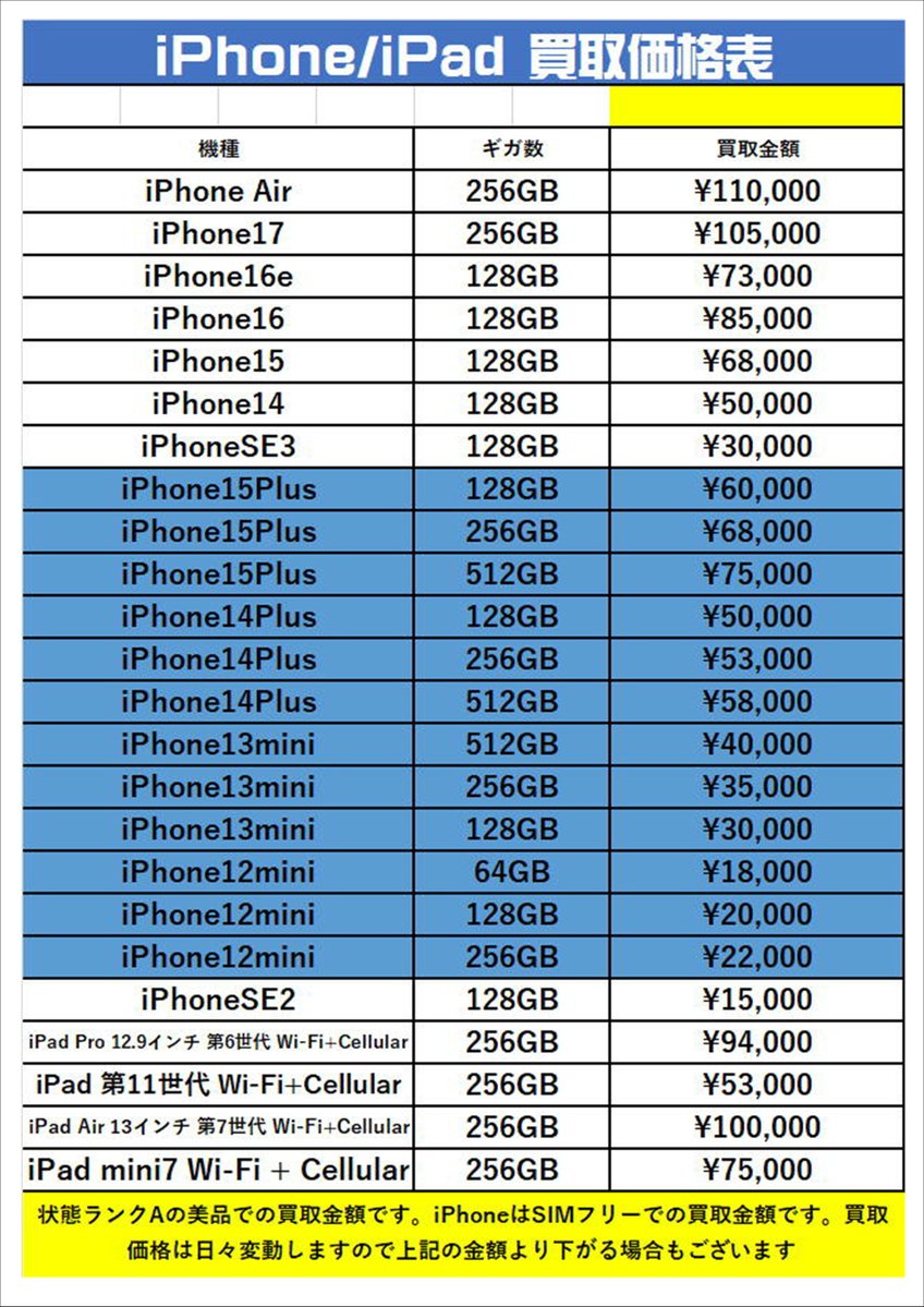 本日キャンペーン最終日です💪 記載の機種以外も買い取りますので、 お