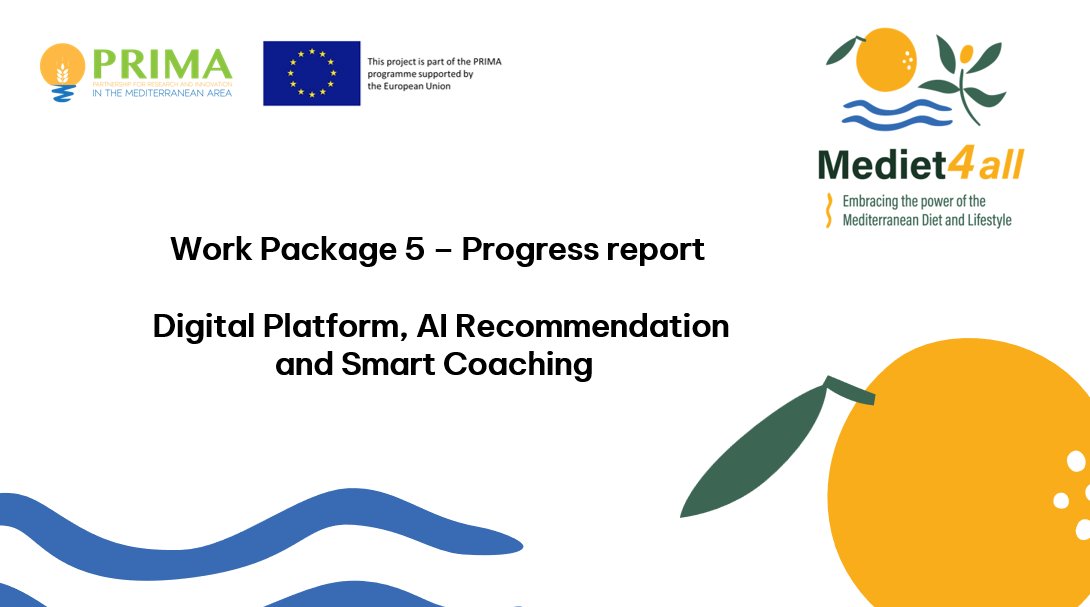 MEDIET4ALL  develops an AI-powered platform &amp; Smart Coach to monitor habits and deliver tailored guidance

Read more:  cutt.ly/etmNk3Fv

<a href="/uni_mainz/">Universität Mainz</a> <a href="/VitagoraGNS/">Vitagora</a>
<a href="/univbourgeurope/">Université Bourgogne Europe</a> <a href="/unipa_it/">UniPa</a>
<a href="/Univ_Sfax/">Université de Sfax</a> <a href="/microtarians/">Microtarians</a>
<a href="/ENAgriMeknes/">Ecole Nationale d'Agriculture de Meknès</a> <a href="/UV_EG/">Universitat València</a> <a href="/UnivBoumerdes/">Univ-Boumerdes</a>
<a href="/bionutest/">Bionutest</a> <a href="/PrimaProgram/">PRIMA Program Mediterranean Partnership 🇪🇺</a>