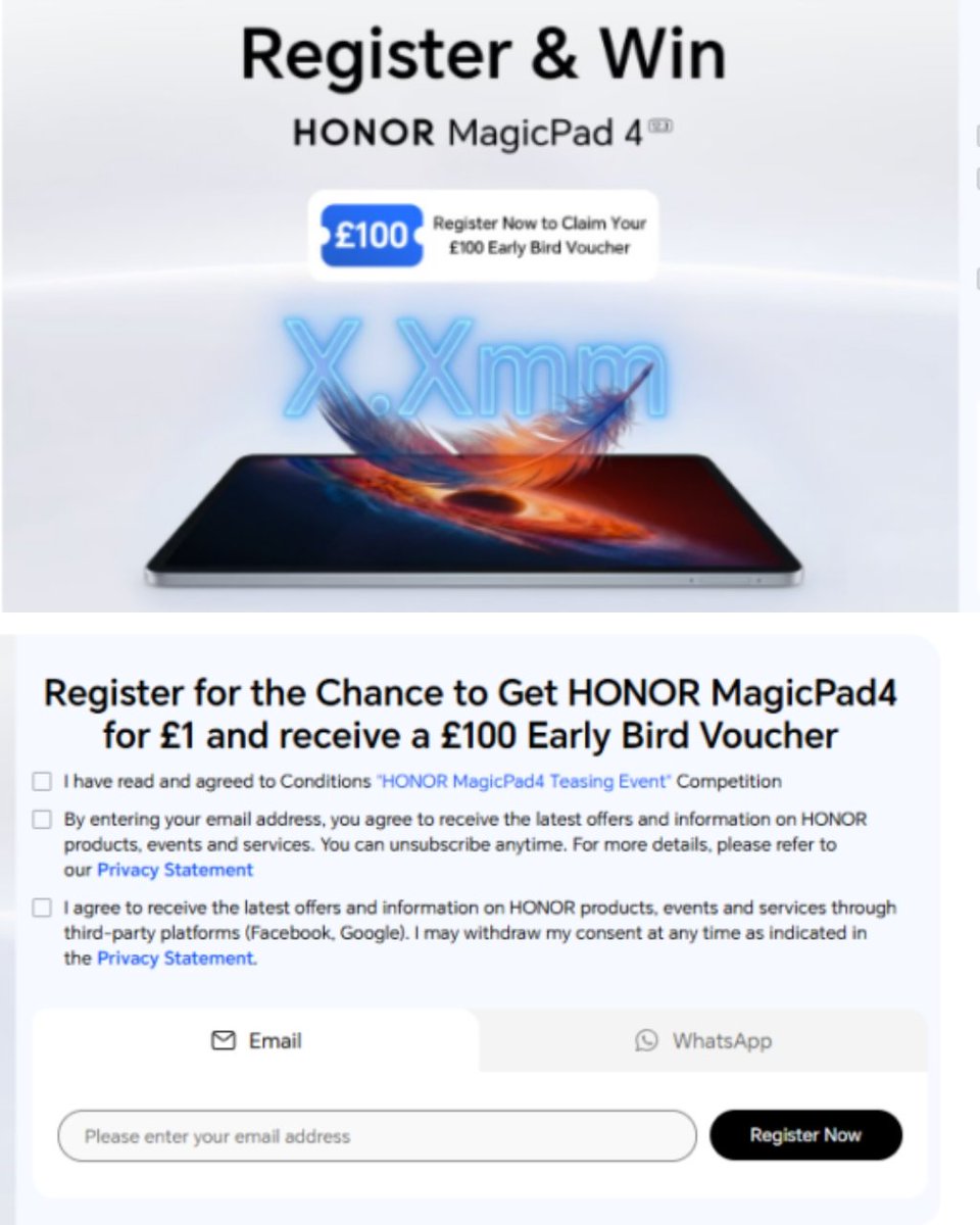 drbeel_techno's tweet photo. #Honor
تابلت #MagicPad4 قريباً من أونور #Honor بـ :
- شاشة 12.3 بوصة 165Hz
- معالج Snapdragon 8 Gen 5
- بطارية عملاقة 10,000mAh
- سماكة 5مم https://t.co/Iz3s3FRcWE