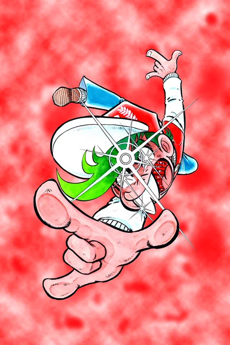 近いことはデジタルでもできますね。1枚目の絵は、手前の人物は有り物のアナログですが、背景はデジタル(Photoshop)です。背景は、いま描きました。