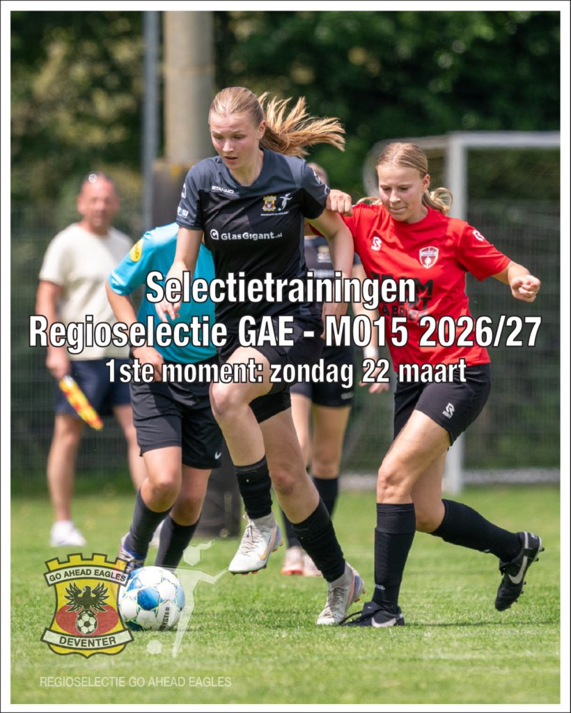TalentSt3hk's tweet photo. 22 maart is eerste selectietraining voor de Regioselectie Go Ahead Eagles MO15 van volgend seizoen. Ben jij geboren in 2012 of 2013 en speel je Jo Hoofdklasse of Divisieniveau, schrijf je dan in op https://t.co/EiQYUFY1kV

Bij teveel inschrijvingen wordt een voorselectie gemaakt. https://t.co/ssj5PaXpCo