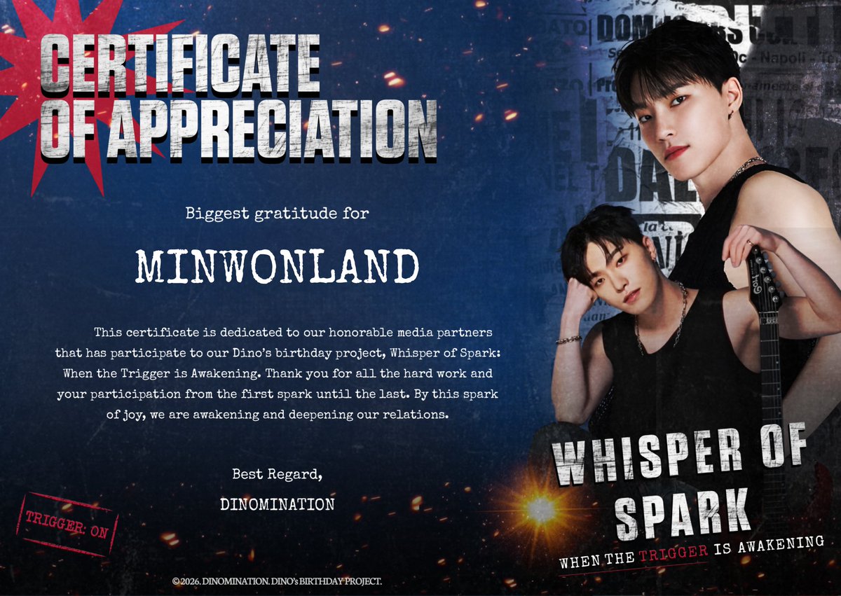 Dear <a href="/DINOMINATION/">DINOMINATION</a>, thank you for trusting us as your media partner. Being part of this project has been a rewarding and inspiring journey. We truly appreciate the collaboration and hope to create more meaningful moments together in the future. ✨

Best regards,
MINWONLAND