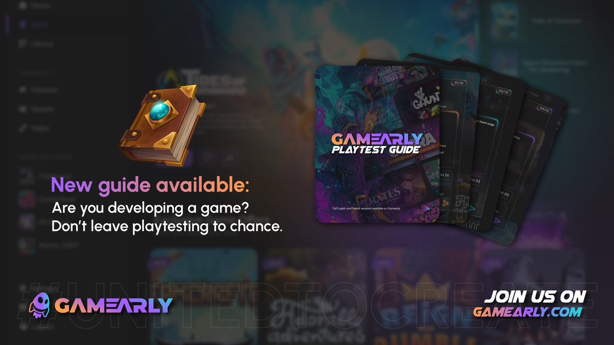 Gamearly's tweet photo. 📘 A new #Gamearly guide just dropped and if you’re building a game, you need this. We break down how to run better #playtests, what questions actually matter, how to turn feedback into real decisions, and the mistakes every #gamedev should avoid.
Everything you need to level up your process is inside, clear, actionable, and made for #indiedev teams of all sizes.
👉 Guide available now: (link in bio)

Let us know what you think! 🔥

#gaming #devcommunity #UnitedToCreate