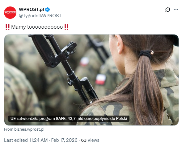 Stado baranów idące na rzeź.

Wydaje się też, że to próba zaklinania rzeczywistości, w której coraz więcej Polaków dostrzega szwindel polityczny, jaki kryje się za tą pożyczką z SAFE.