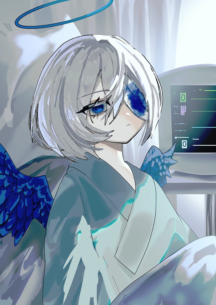 病室に居た子が天使になっていた
#イラスト　
#創作