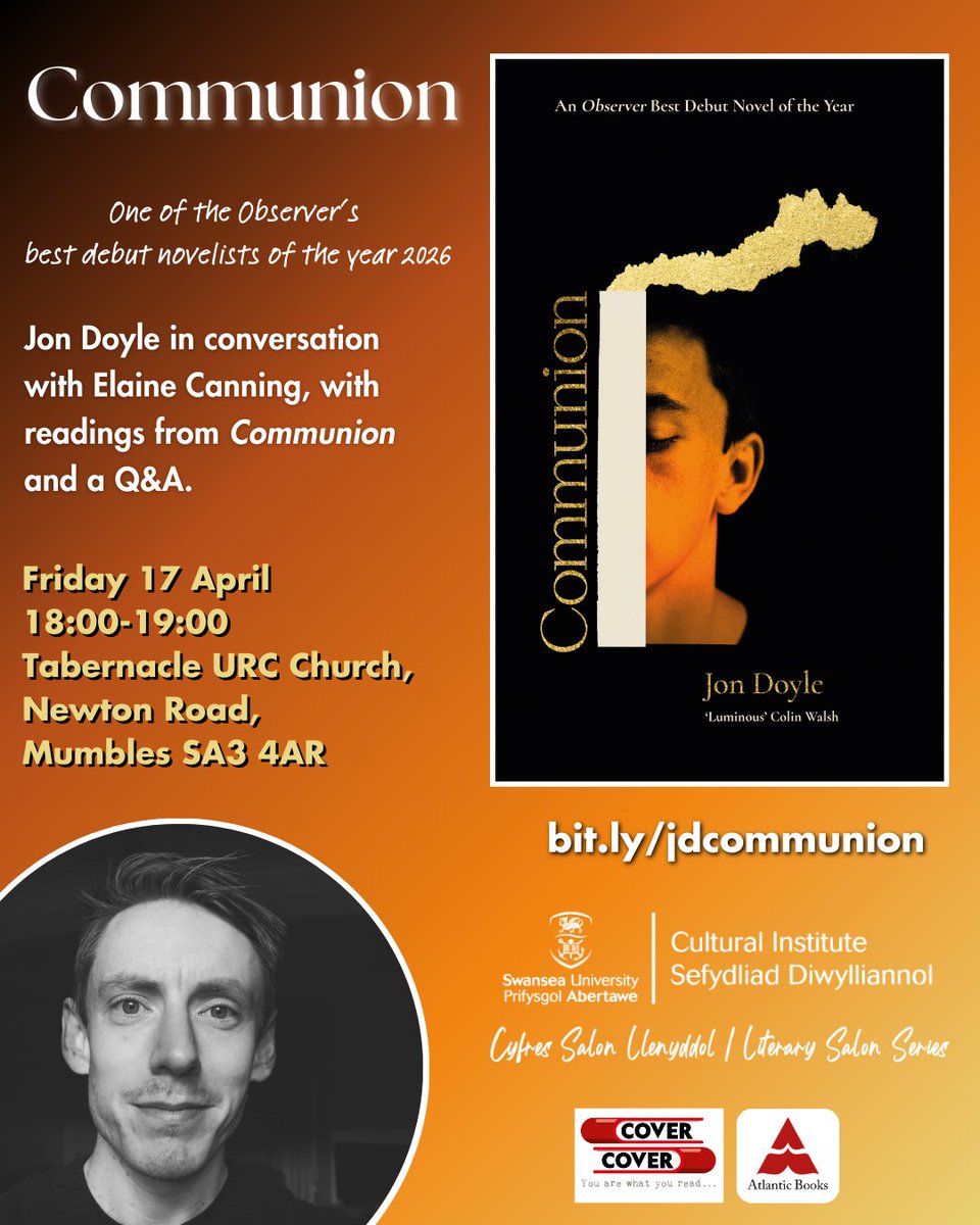 Culture_SwanUni's tweet photo. 📚 'Communion': Jon Doyle (@jon_doyle) in conversation with Elaine Canning (@elaine_canning)
🗓️ Friday 17 April | 18:00-19:00
📍 Tabernacle URC Church, Newton Road, Mumbles SA3 4AR
🎟️ https://t.co/SnRizP01pc https://t.co/VmvCx6TsvZ