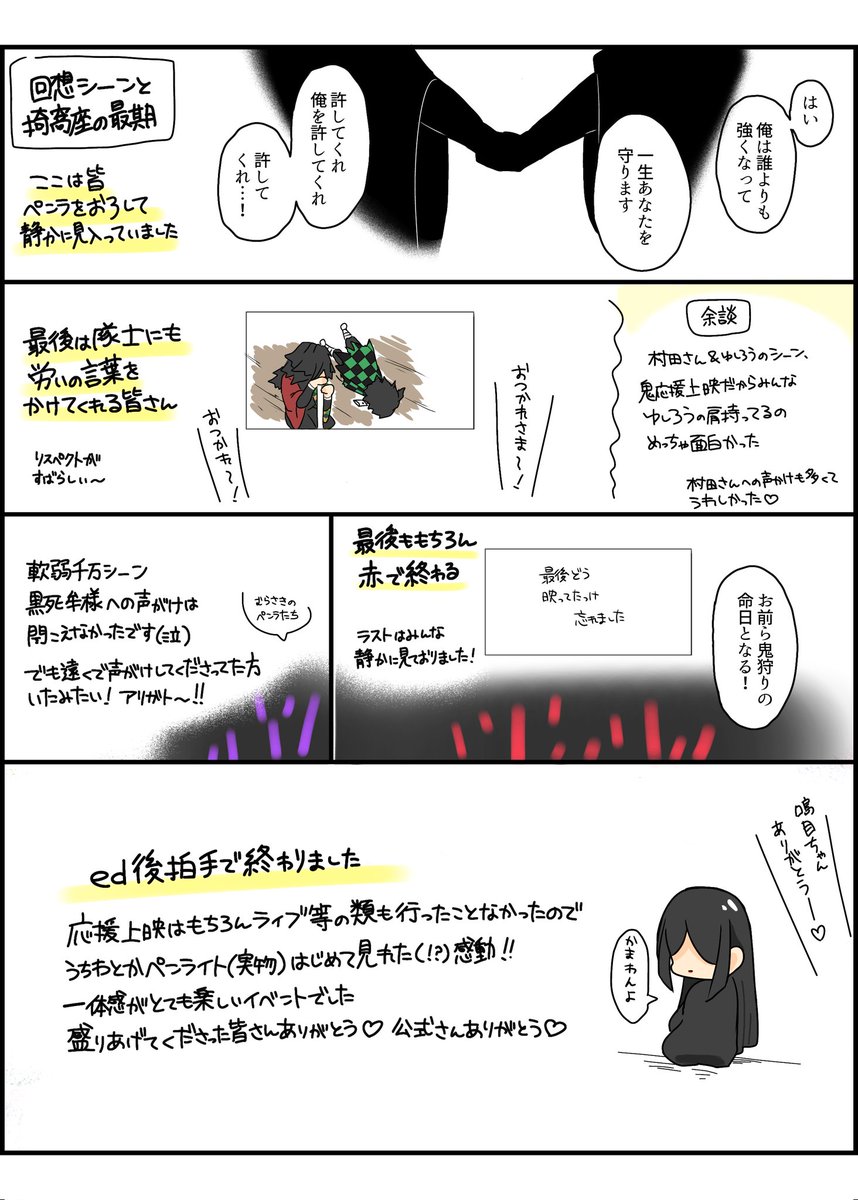 2/15 鬼応援上映レポ(仙台)描かせていただきました👹📣
作品を敬愛していらっしゃる方々ばかりの平和な上映だったように思います！
2回目の開催に感謝🙌🔰