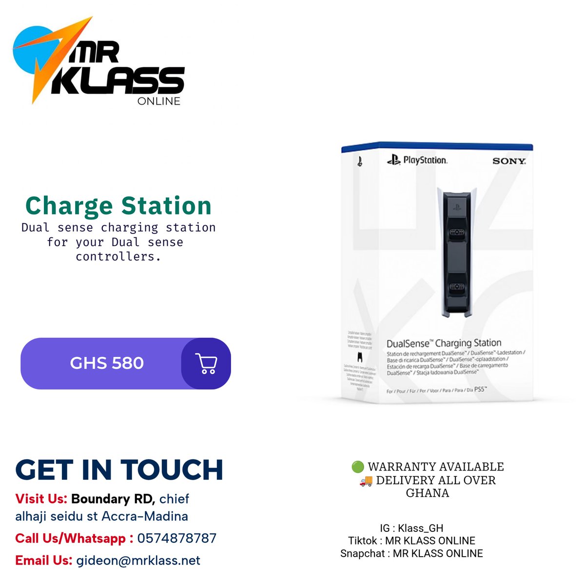 Stay charged. Stay in the game. 🎮⚡
Charge two PS5 DualSense controllers at once with the official charging station — fast, neat, and always ready for action. No more low battery mid-match!