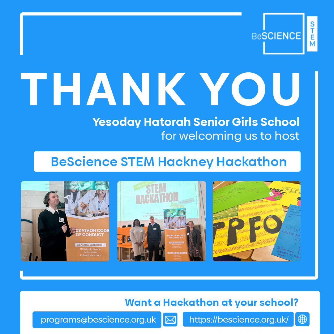 Inspiring 30 students to solve STEM challenges with creativity and mentorship! 🌟 Huge thanks to our volunteers.

Want us to host a Hackathon at your school? Reach out today!

📧 programs@bescience.org.uk
💻 bescience.org.uk

#STEM #BeScience #Hackathon