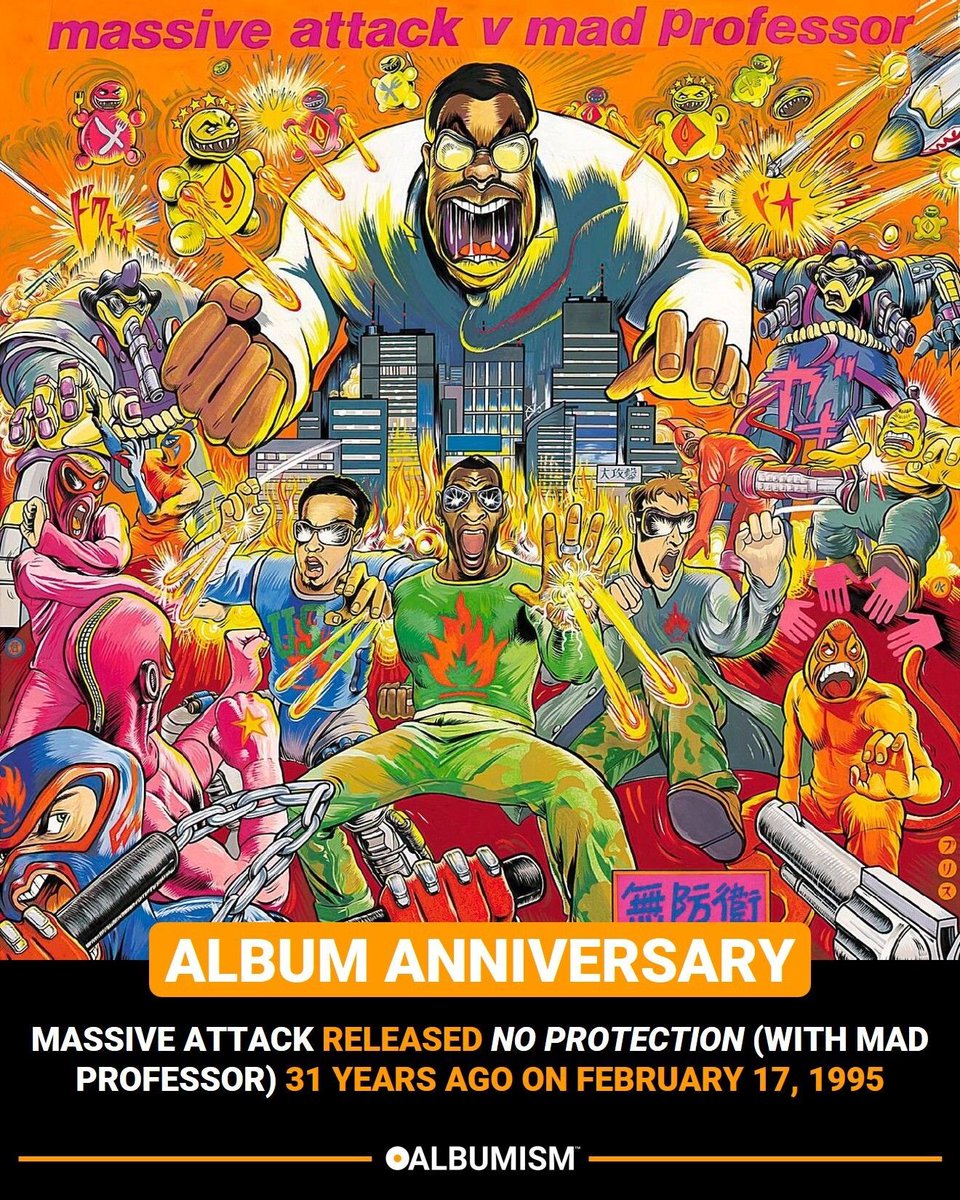 Massive Attack released 'No Protection' (with Mad Professor) 31 years ago on February 17, 1995 | Listen to the album + discover where it ranks in our readers' poll here: album.ink/MApoll