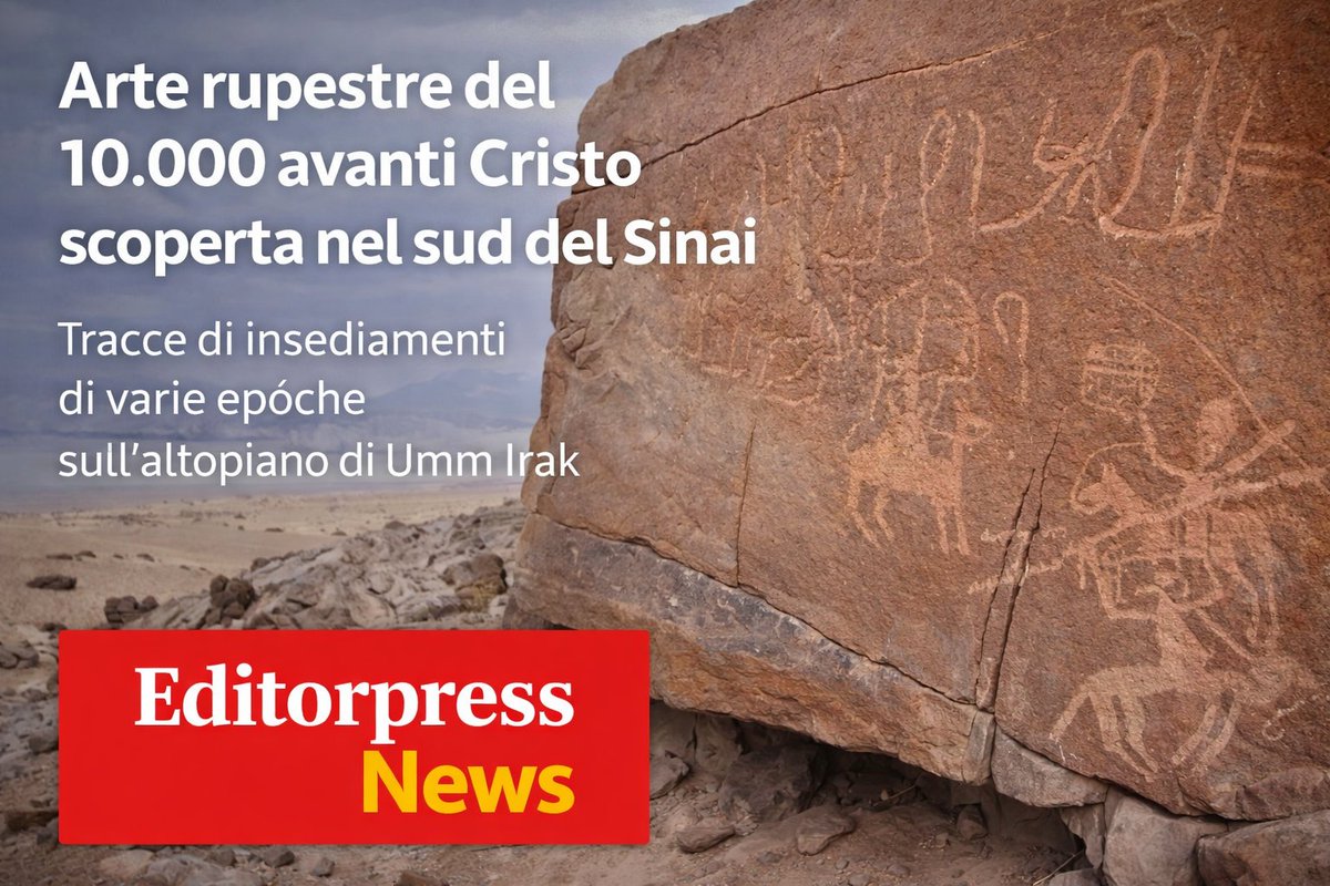 editorpress's tweet image. Arte rupestre del 10.000 a.C scoperta nel sud del Sinai. Le pitture rupestri, eseguite con inchiostro rosso, risaltano sul soffitto di un riparo roccioso che si estende per oltre 100 metri lungo il lato orientale dell'altopiano.