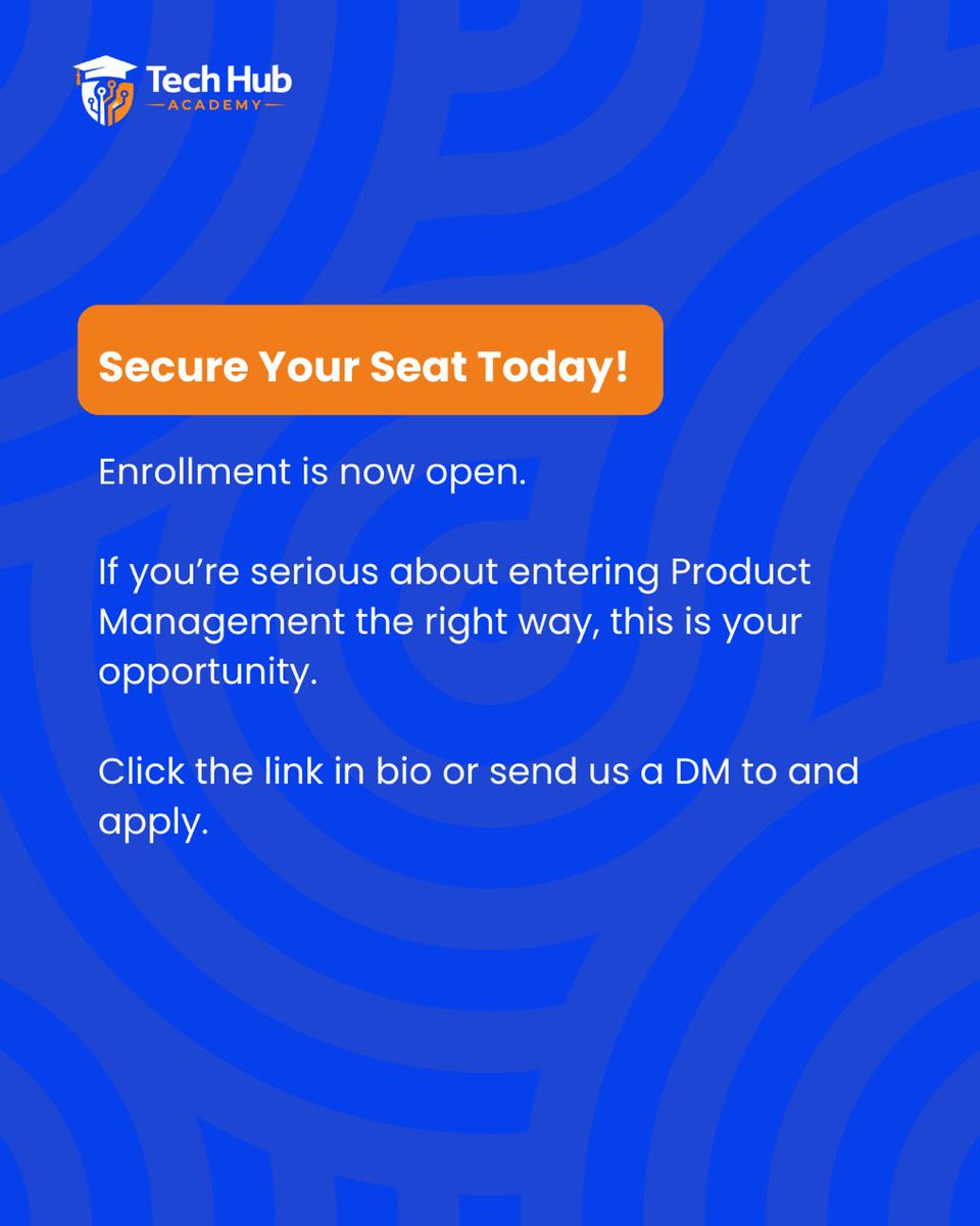 techhubacademy_'s tweet photo. Get Hired as a Product Manager in just 12 weeks of intensive learning. 

No prior experience in tech? No problem. Learn in-demand product management skills, build a job-ready portfolio with guided mentorship.

✔3 Months intensive training + 6 weeks Internship https://t.co/OSWT0Rbzsj