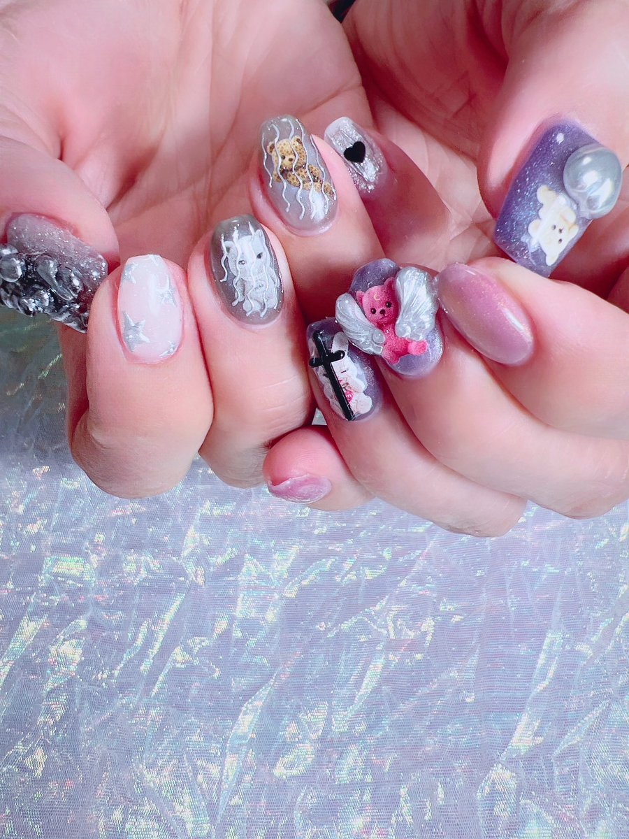 大人のくまちゃんネイル♡