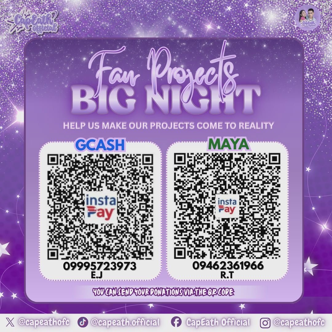 BIG NIGHT IS COMING SOON! ✨

We see and hear you KAPITans 🥹💜

We all want to give nothing but the best for our CapEath babies. While we have already started preparing for something for Big Night, we cannot do this alone.

We humbly ask for your support through our donation