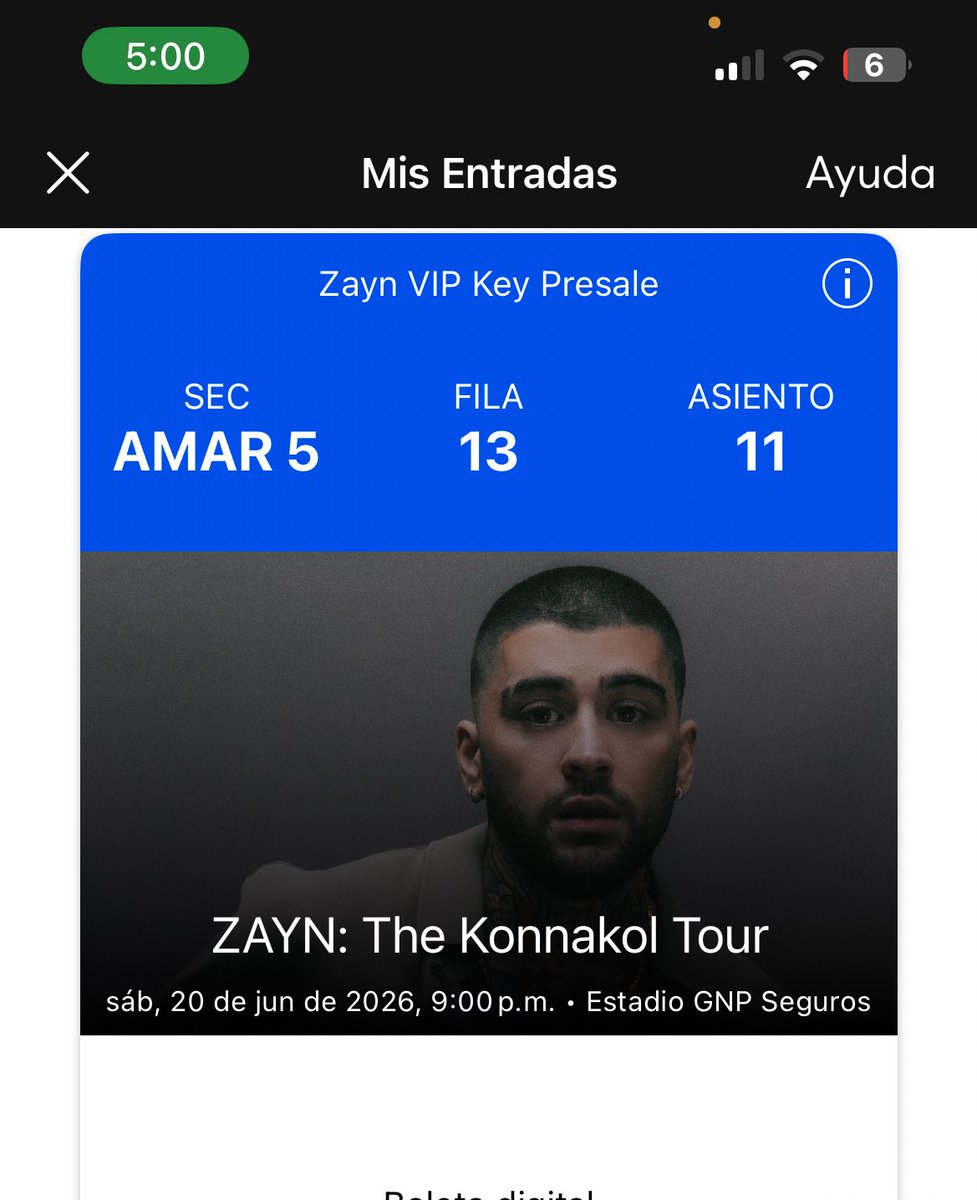 F00LS_Z4YN's tweet photo. Hola, por cuestiones de salud de mi mascota no podré ver este año a zayn; vendo mi boleto en zona amarilla en el GNP. Si alguien gusta tener mas información o está interesado me puede mandar dm🙁 https://t.co/9ssGG0FgS6
