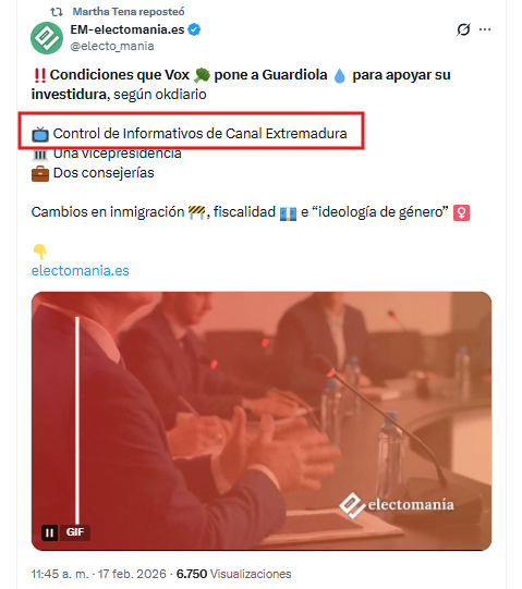 Derecha: "España es una dictadura progre, quieren controlar las televisiones".

La derecha también: