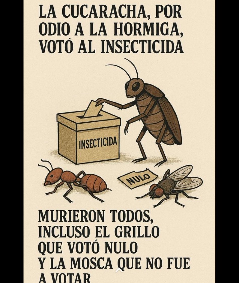 Excelente analogía del voto de derecha.