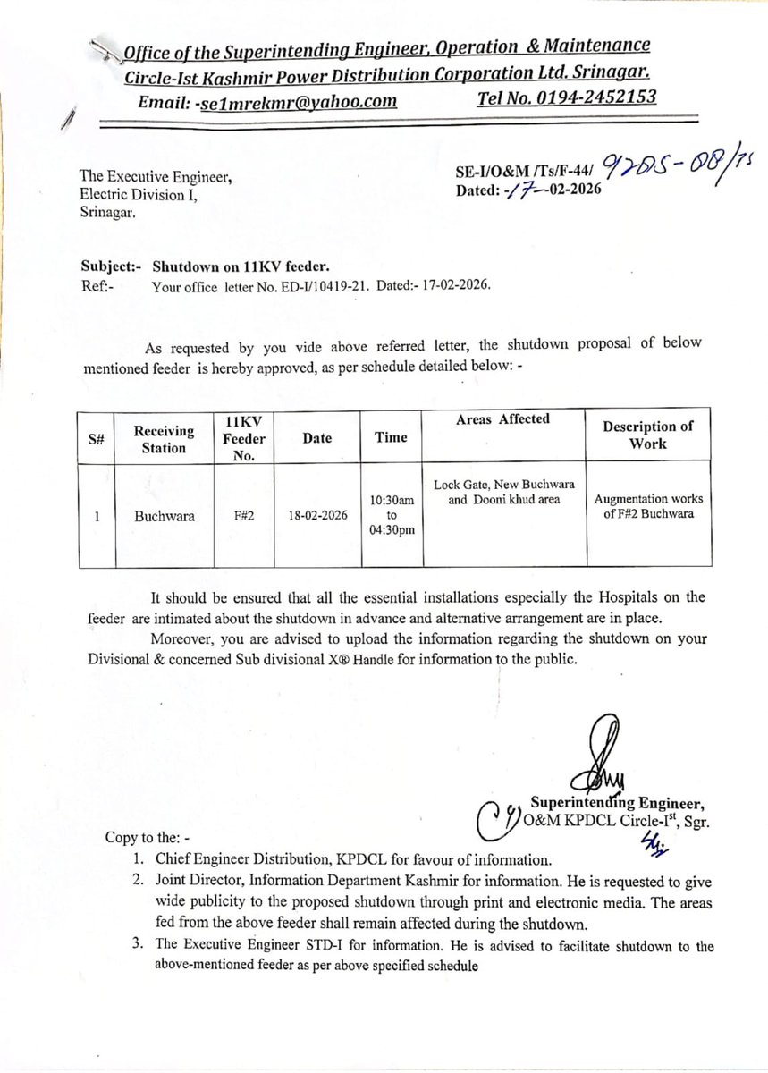 O&M Circle-I, KPDCL tweet media