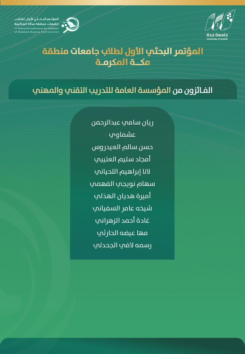 المؤتمر البحثي الأول لطلاب جامعات منطقة مكة tweet media