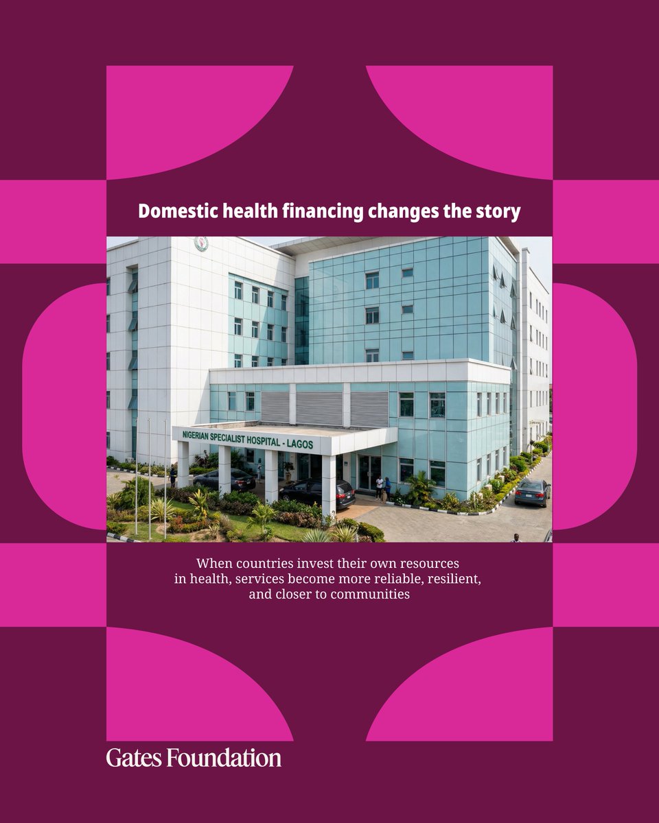 Gates_Nigeria's tweet photo. Sustainable health financing helps countries strengthen primary health care, protect families, and save lives. 

When governments invest wisely, progress lasts.
#HealthFinancing https://t.co/cQ8KjlUYcu