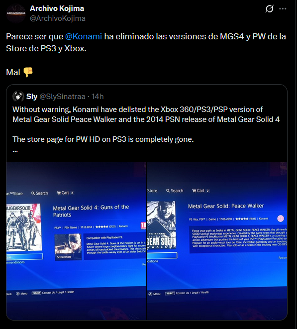 ExpertoRetro's tweet photo. Parece ser que @ArchivoKojima ha eliminado un tuit donde plagiaba una traduccion a un chico.
Mal 👎 https://t.co/3nI5pIftM7