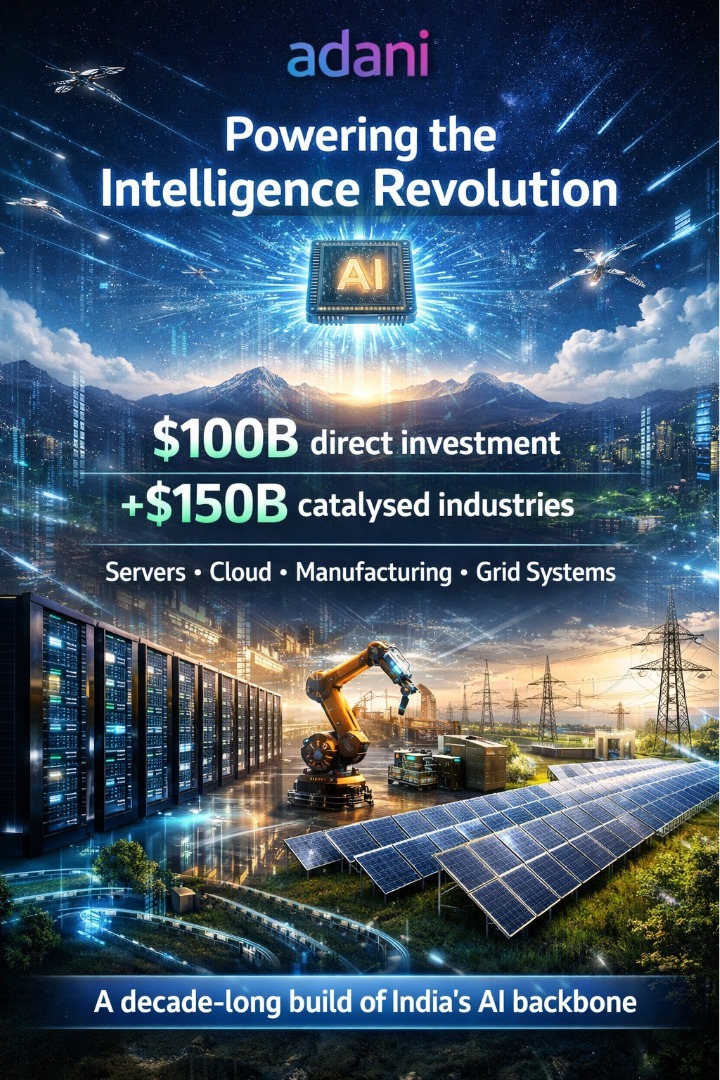 #AdaniInvests100Bn
#IndiaAI #SovereignAI

Adani’s USD 100 Billion AI Vision Moves India Toward Creator Status 

With green energy-driven hyperscale data centres and dedicated compute capacity for startups and researchers...

Adani’s investment supports a shift where India becomes
