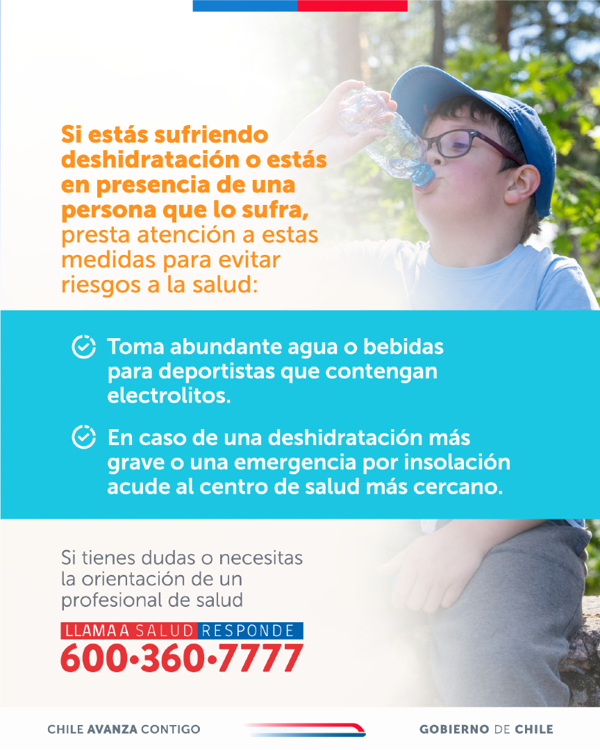 🌞 Ante la alerta meteorológica por calor extremo en nuestras provincias de #Quillota y #Petorca, les compartimos estos consejos para identificar una posible deshidratación. 

¡El autocuidado es fundamental!