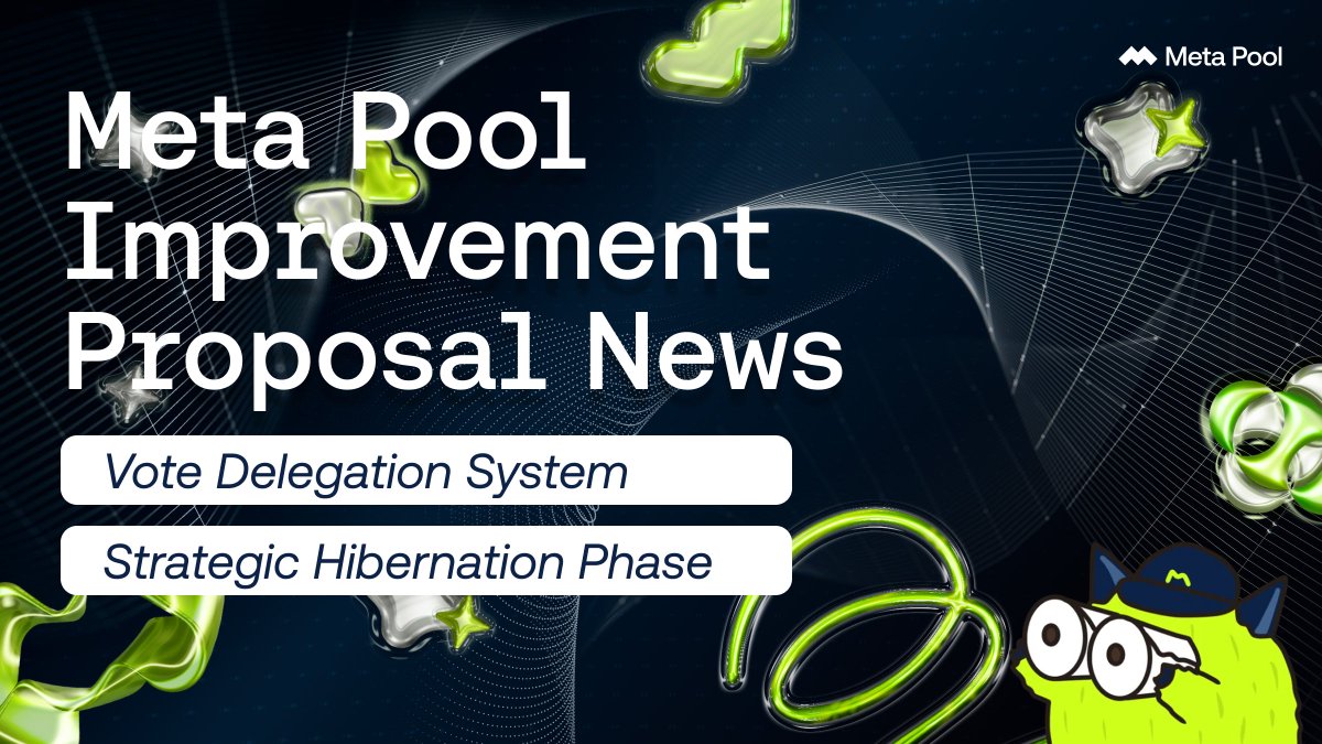gm Metapoolers!

We have two updates on Meta Pool Improvement Proposals!

🔸MPIP-19 “Vote delegation” new functionality to be released Mon 23rd! 🚀

With this new development, mpDAO token holders who lock their tokens can delegate governance voting power to trusted community