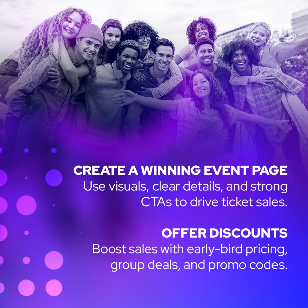 ticketleap's tweet photo. Planning your next campus event? 🎓  Selling tickets for your student club has never been easier! Learn how to use tiered pricing and social media to boost your ticket sales and create buzz.✨ https://t.co/rLsY75r4Gr