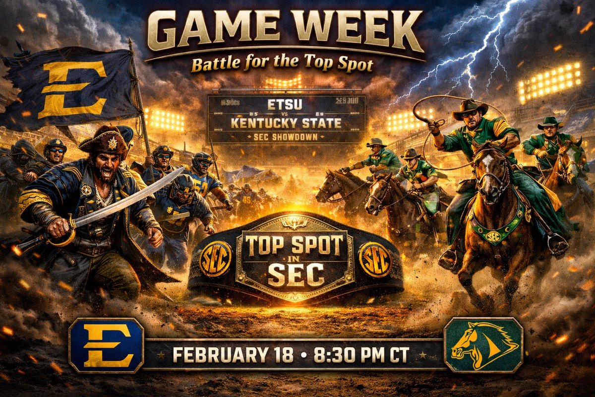 RFCL_UTCMocs's tweet photo. Game Week! ETSU travels up to Kentucky State in a battle for the top spot in SEC! Tomorrow night at 8:30 pm ct https://t.co/XJylsqcnhj