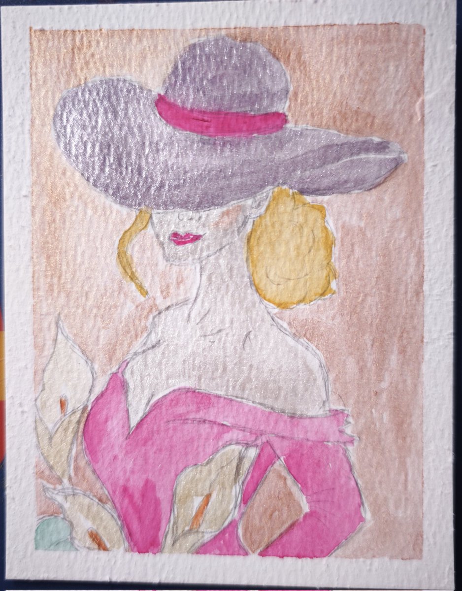 #Pencildrawing #sketchart #WatercolorArt #painting
🥰✨🖼️✏️👒👠🌸🩷
Pencil sketches. 
Sketch painted with watercolors.
The lady in the hat.
A young woman elegantly dressed with flowers calla lilies.
I love hats ... 🥰👒👠🩷