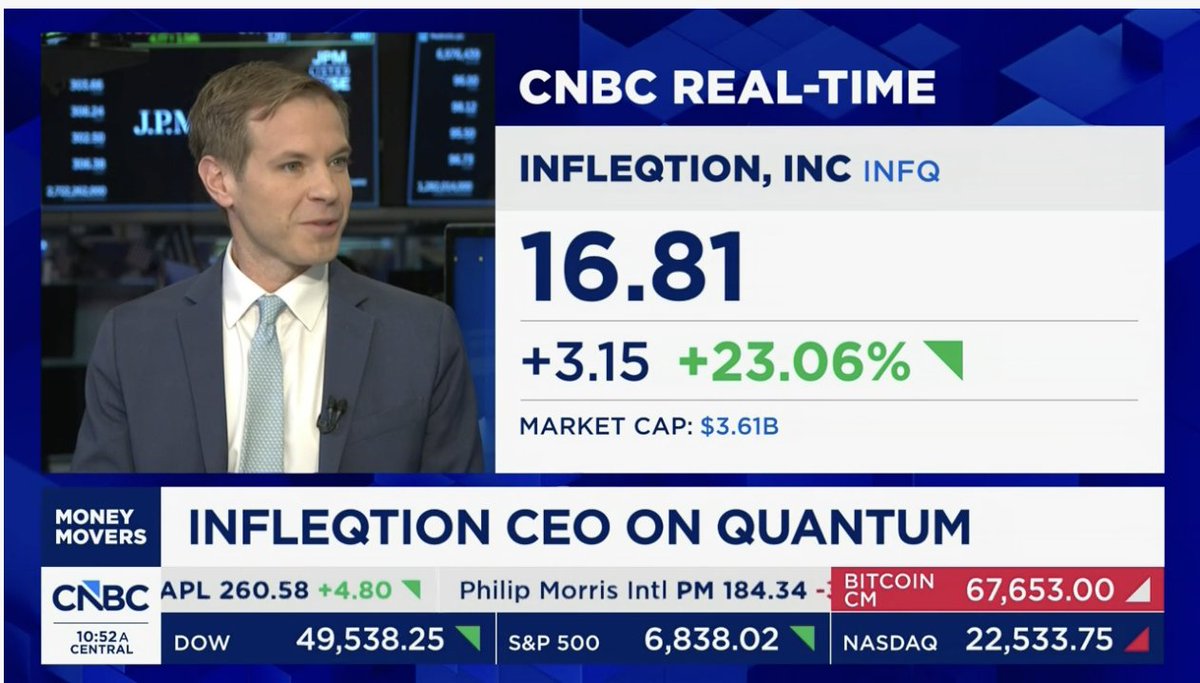 $INFQ is/was just on CNBC ... $INFQ began trading on the NYSE today (formerly $CCCX SPAC).  Infleqtion Becomes First Neutral-Atom Quantum Company to Go Public.

Infleqtion’s product portfolio includes quantum computers, quantum optical clocks, RF receivers, and inertial sensors,
