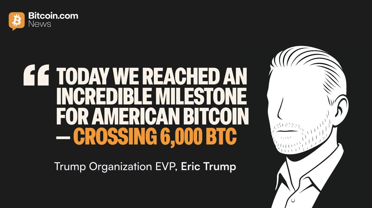 NEW: 🇺🇸 <a href="/EricTrump/">Eric Trump</a> announces American Bitcoin has surpassed 6,000 $BTC in under 6 months.

Adding, <a href="/ABTC/">American Bitcoin</a> has "built one of the fastest-growing Public #Bitcoin reserves in the world."